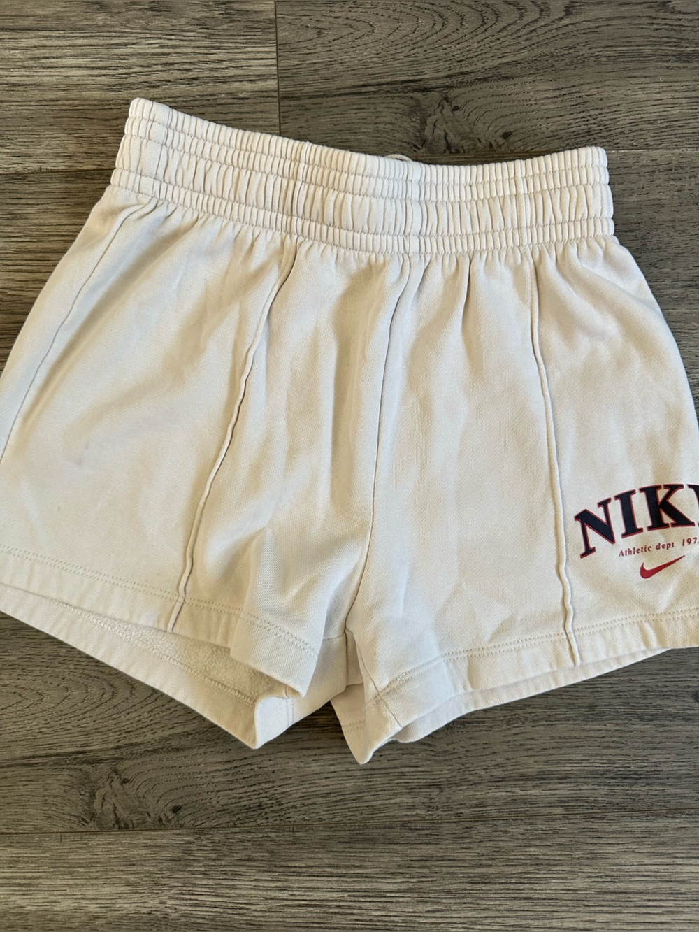 Nike Off-White Drawstring Terry Shorts with Black Logo